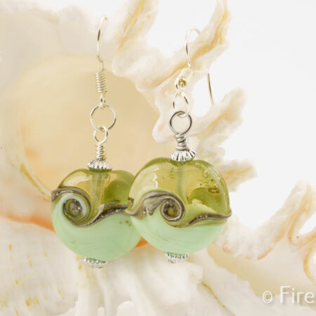 Mint Sea earrings, lampworked hand crafted jewellery by FiredGlass