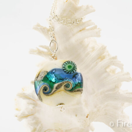 Jewel Oceans pendant, lampworked hand crafted jewellery by FiredGlass