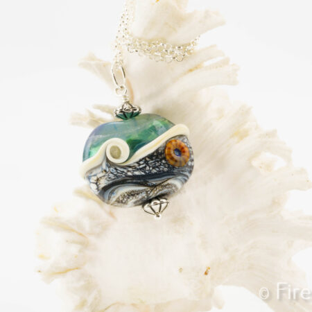 Tideline pendant, lampworked hand crafted jewellery by FiredGlass