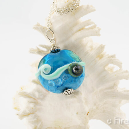 Turquoise Jewel Pendant, lampworked hand crafted jewellery by FiredGlass