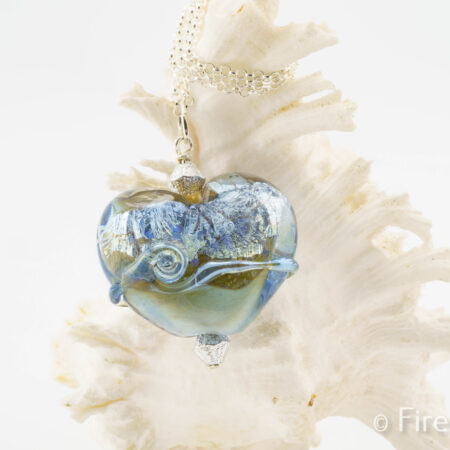 Iced Sea Pendant, lampworked hand crafted jewellery by FiredGlass